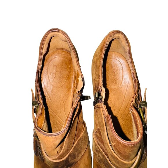 Clark “Heath Woodlark” Brown Distressed Leather Stacked Heel Ankle Booties 9M - Picture 12 of 12